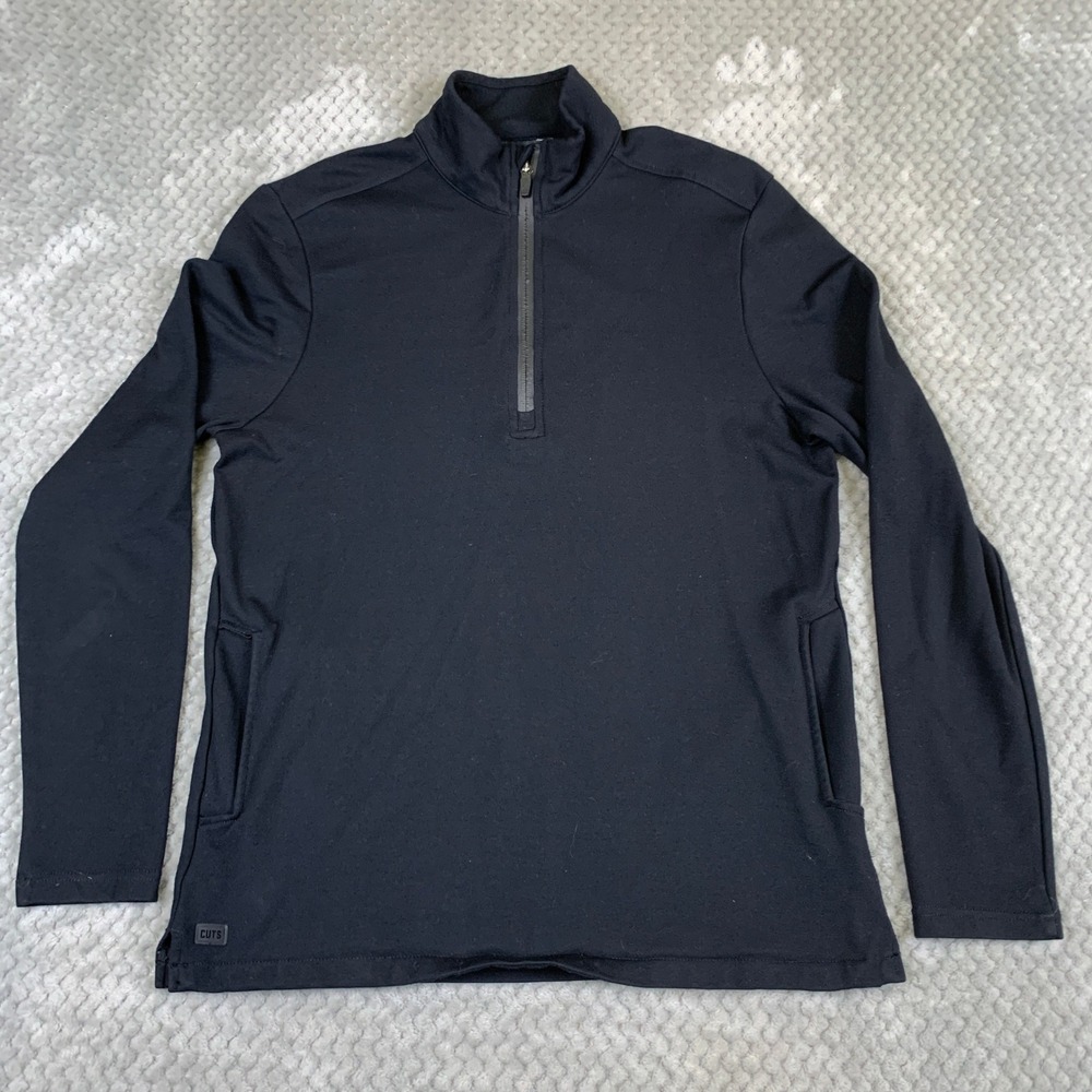 Cuts Clothing‎ Mens Small Black Quarter Zip Pullover Hyperloop MF10341N Sport S